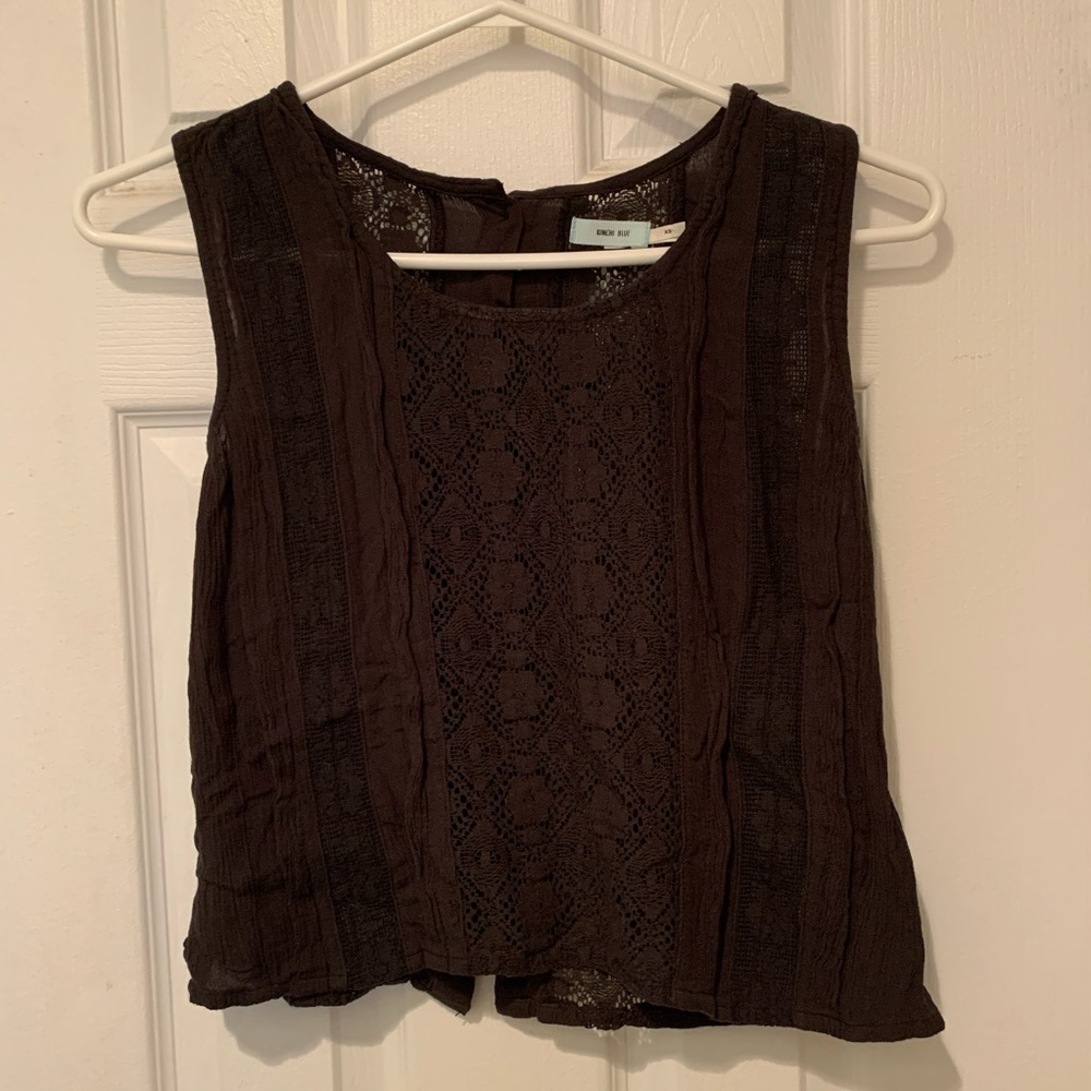 Black cropped lace tank top